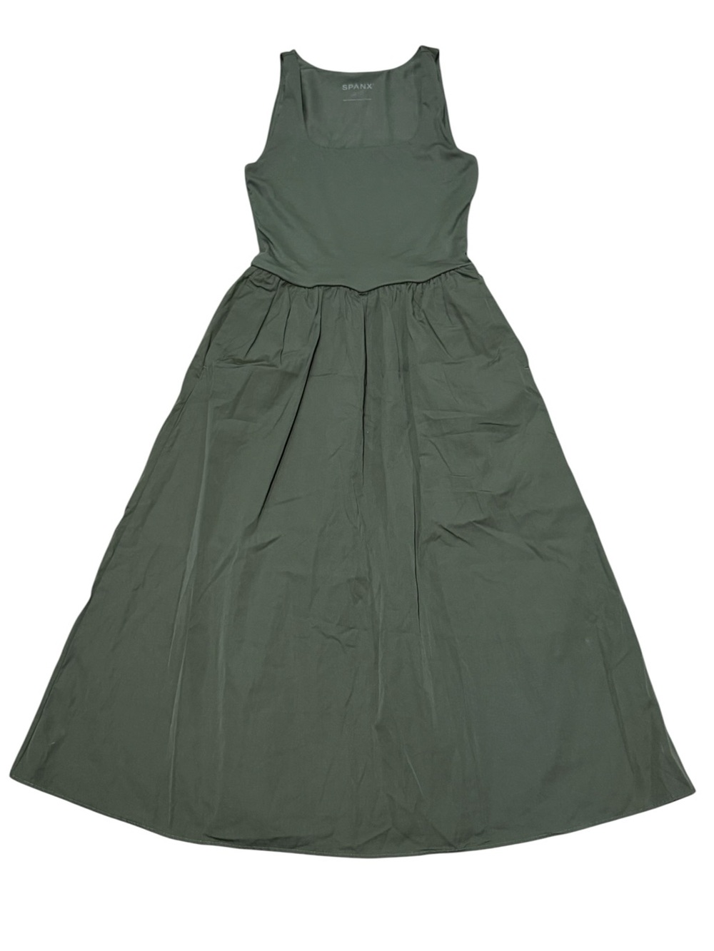 Spanx Sz XS Dress Jersey Scoop Neck Tank Midi Green Classic Boho Casual Travel